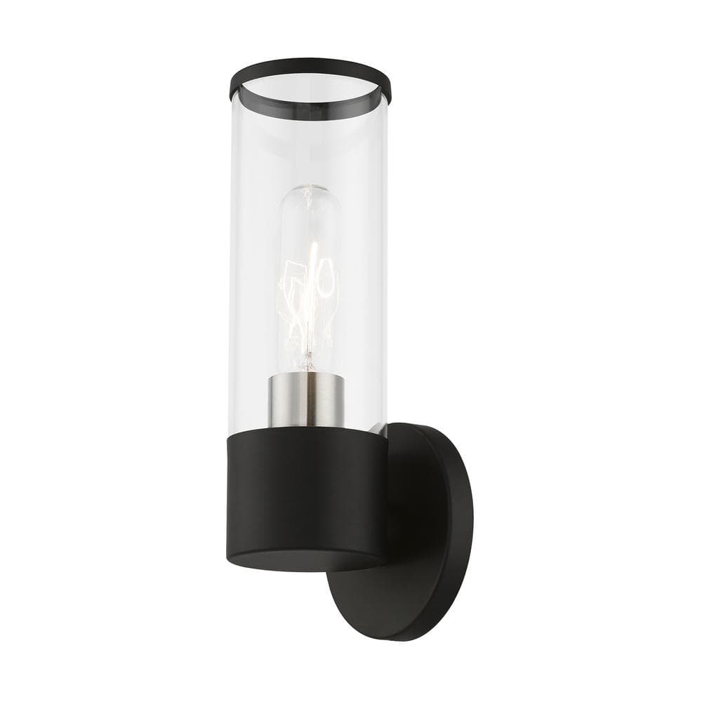 Sleek Urban Black and Nickel Dimmable Glass Sconce