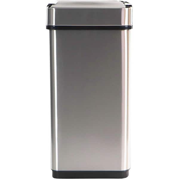 3.1 gal. Sliver Rectangular Metal Household Trash Can with Lid