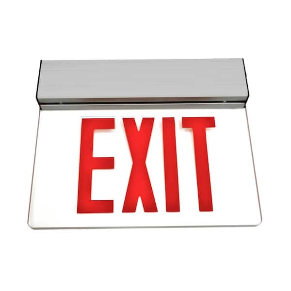 NICOR EXL2 Series 3.6-Volt Clear Integrated LED Emergency Exit Sign with Red Lettering