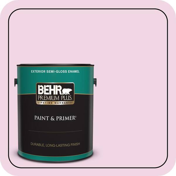 BEHR PREMIUM PLUS 1 gal. #680A-1 Candy Tuft Semi-Gloss Enamel Exterior Paint & Primer