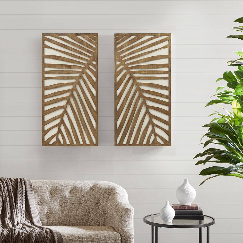 2-Piece Framed Art Drawing 2-Tone Wood Panel Wall Decor Set - Modern and Ch