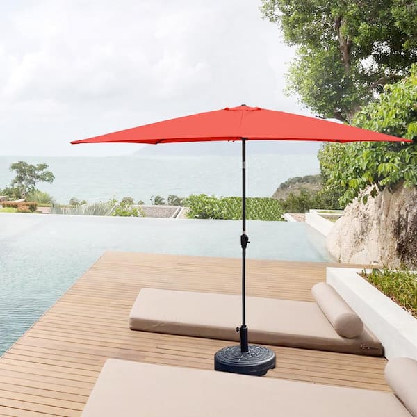 blue rectangular patio umbrella BONOSUKI Patio Rectangular Market Umbrella with Tilt and Crank