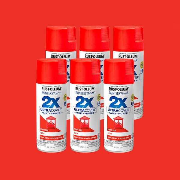 12 oz. Satin Poppy Red General Purpose Spray Paint (6-Pack)