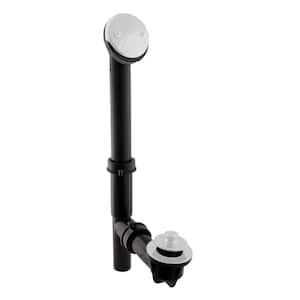 Black 1-1/2 in. Tubular Pull and Drain Bath Waste Drain Kit with 2-Hole Overflow Faceplate in Powder Coat White