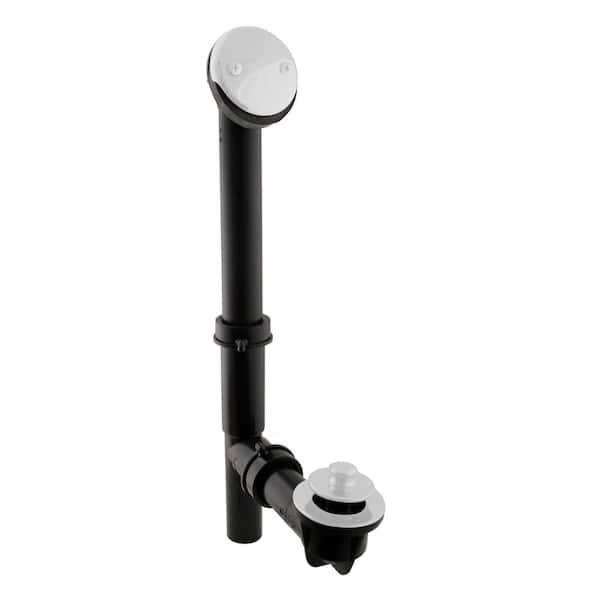 Westbrass Black 1-1/2 in. Tubular Pull and Drain Bath Waste Drain Kit with 2-Hole Overflow Faceplate in Powder Coat White