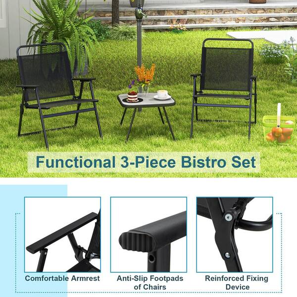 Costway 3 pcs folding garden patio table chairs set hot sale