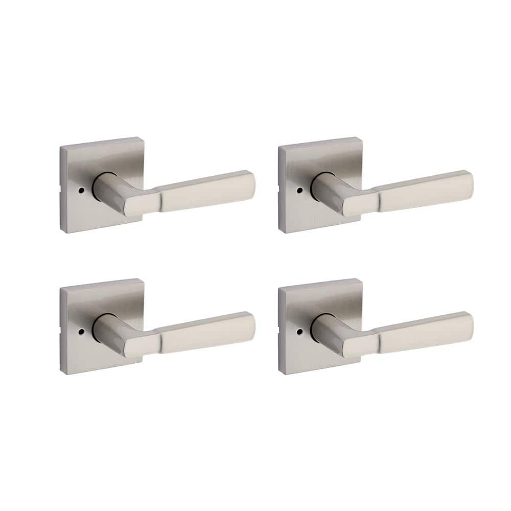Perth Satin Nickel Reversible Square Straight Bed/Bath Door Handle 4-Pack price history on PriceWatchPro