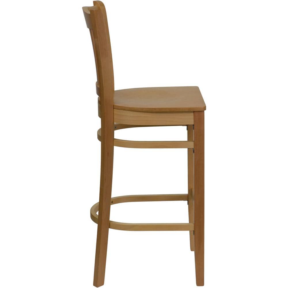 Classic Cherry Natural Wood Barstool with Vertical Slat Back