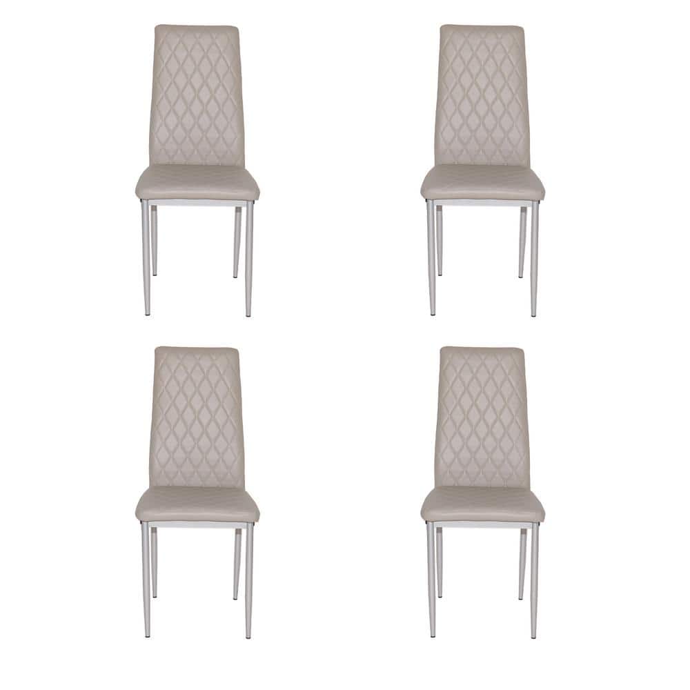 4 Piece Metal PU Leather Outdoor Fireproof Foam Hotel Dining Chairs Gray