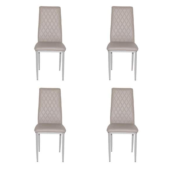 Unbranded 4 Piece Metal PU Leather Outdoor Fireproof Foam Hotel Dining Chairs Gray
