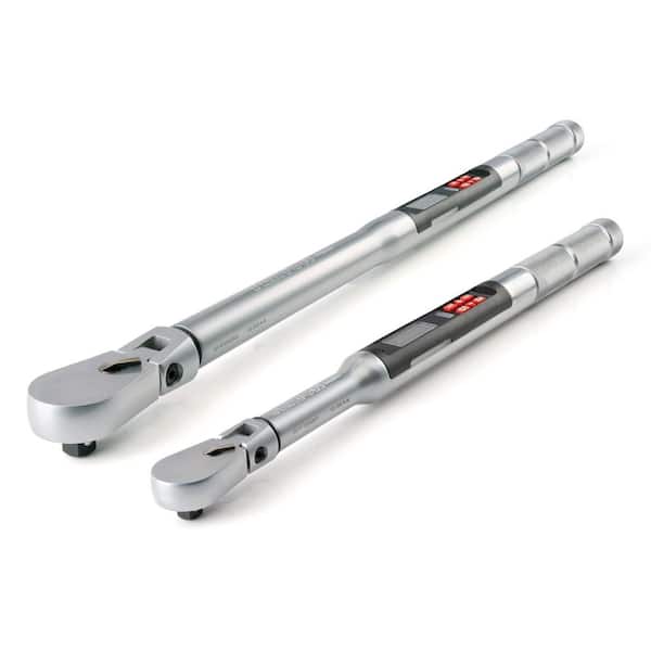 3/8,1/2 In. Drive 90-Tooth Flex Head Electronic Torque Wrench Set, 2pc (10-100 ft-lb, 30-300 ft-lb)