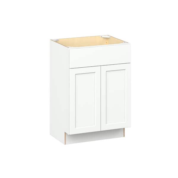 Emerson Pure White Vanity Sink Base Ready to Assemble Kitchen Cabinet (24 in. W x 34.5 in. H x 18 in. D)