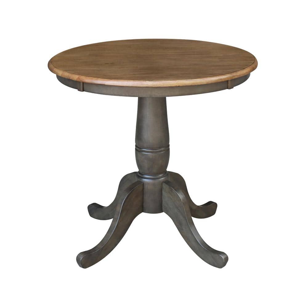 Hickory and Washed Coal 30" Round Pedestal Table with 2 X-Back Chairs