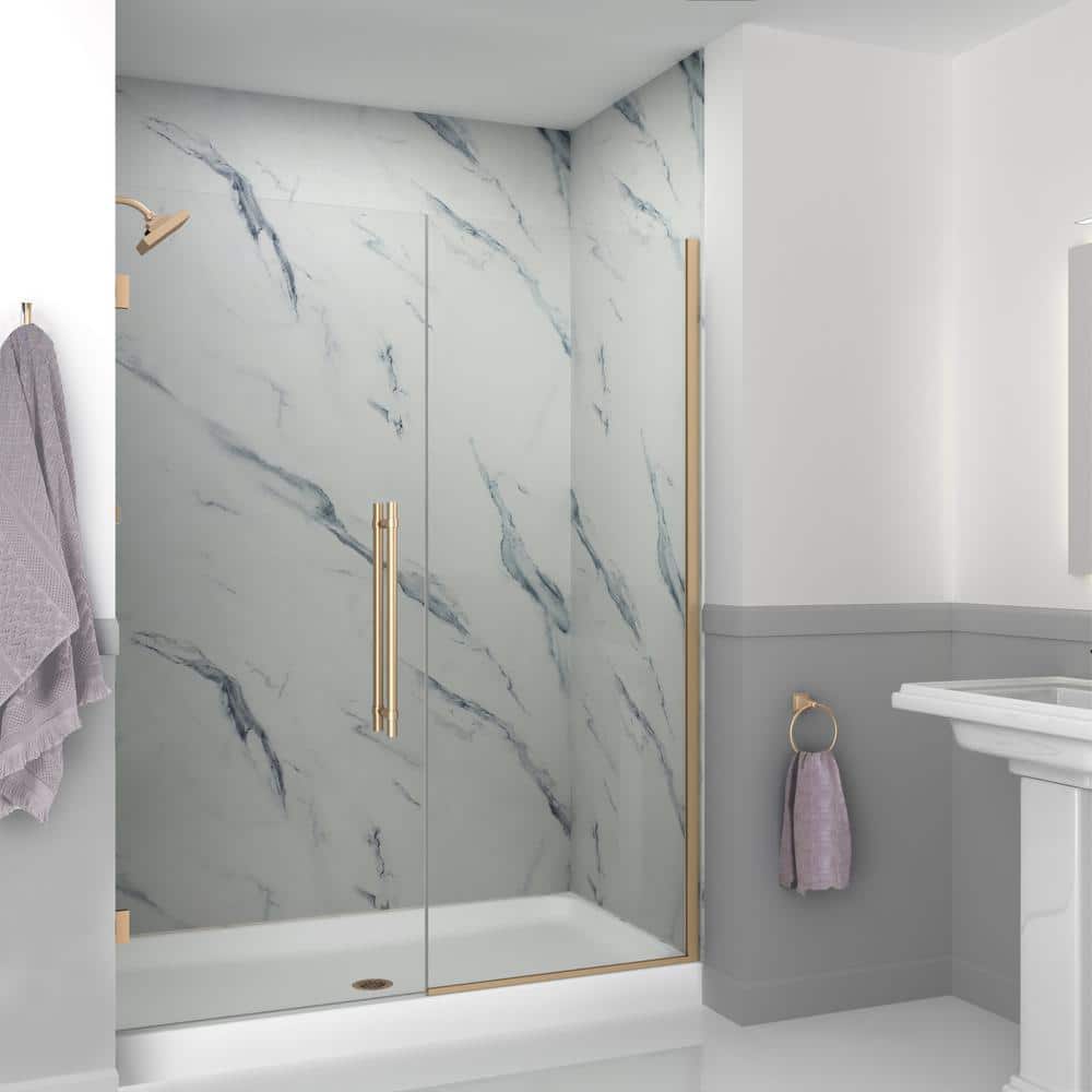 Elizabeth 60" x 76" Frameless Shower Door with Clear Glass and Bronze Finish