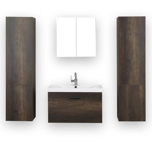 Streamline 31.5 in. W x 18.2 in. H Bath Vanity in Brown with Resin Vanity Top in White with White Basin and Mirror