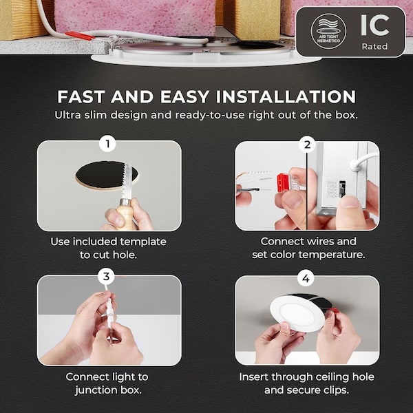 6 in Adjustable CCT Builder Series Canless Integrated LED UltraSlim-12 Pack