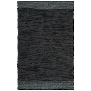 Vintage Leather Black/Gray 4 ft. x 6 ft. Solid Area Rug