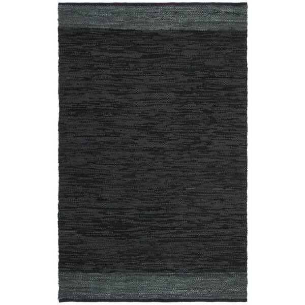 Vintage Leather Black/Gray 4 ft. x 6 ft. Solid Area Rug