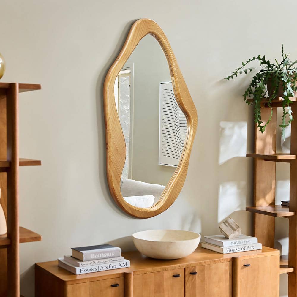 Organic Pine Wood Free Form Wall Mirror