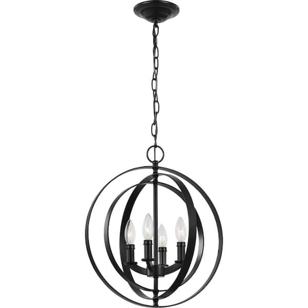 Progress Lighting Equinox 4-Light Black Sphere Pendant P3827