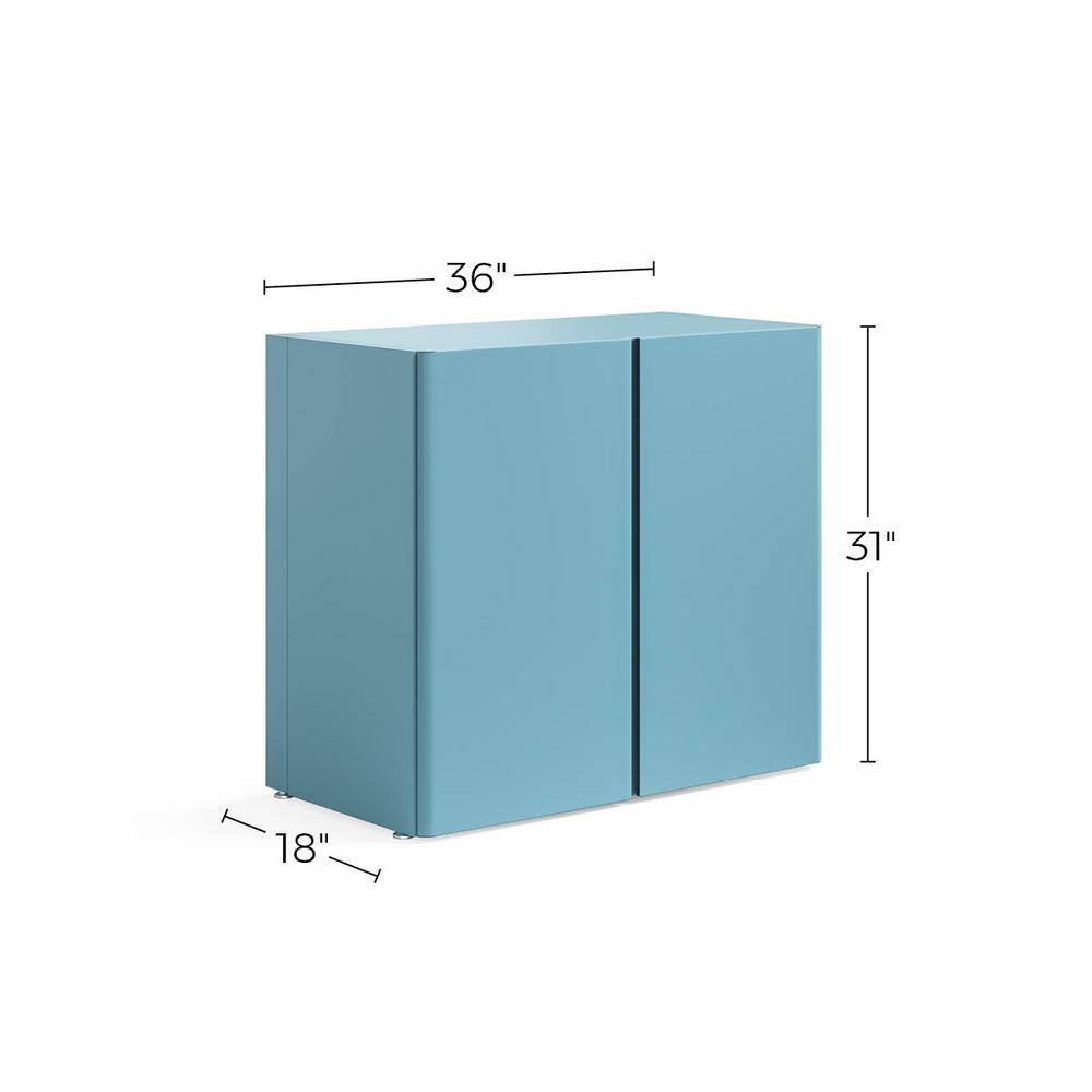 Modern Blue Steel Freestanding Storage Cabinet with Adjustable Shelves