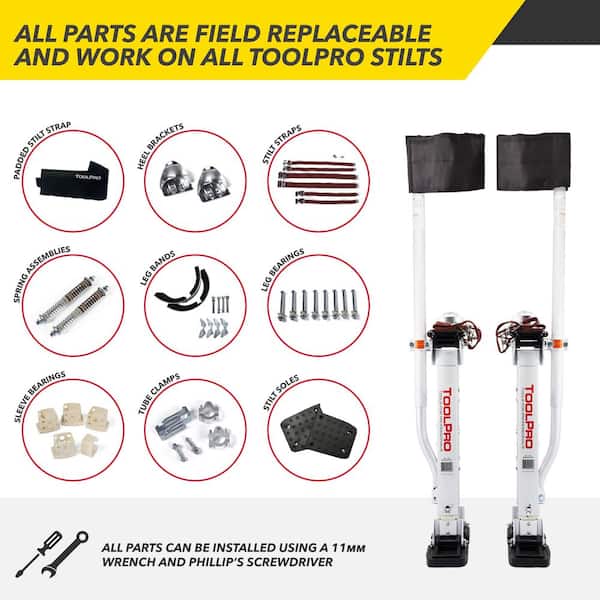 ToolPro 18 in. to 30 in. Aluminum Drywall Stilts with Soft Straps