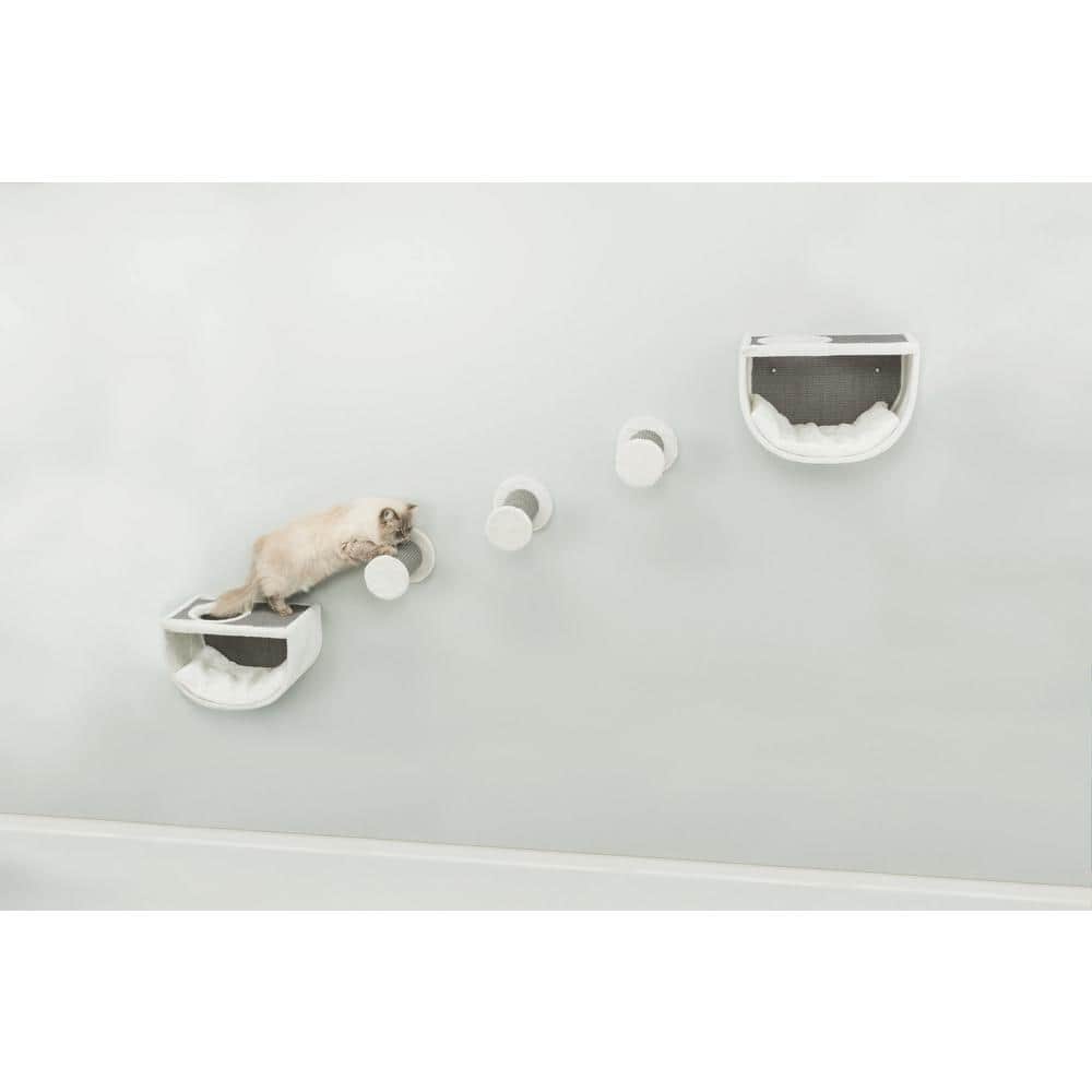 Gray Sisal Wall Mount Cat Tree with Condos and Steps
