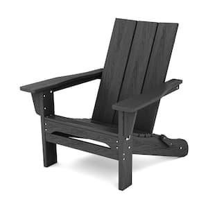 Black Classic Folding HDPE Plastic Adirondack Chair
