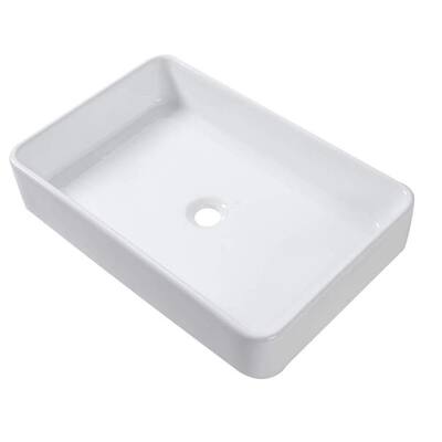 24 in. x 16 in. Bathroom Vessel Sink Modern Rectangular Above in White Porcelain Ceramic Vanity Sink Art Basin