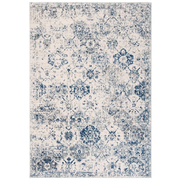 SAFAVIEH Madison White/Royal Blue 5 ft. x 8 ft. Border Area Rug