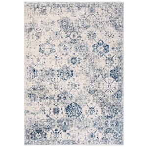 Madison White/Royal Blue 7 ft. x 9 ft. Border Area Rug