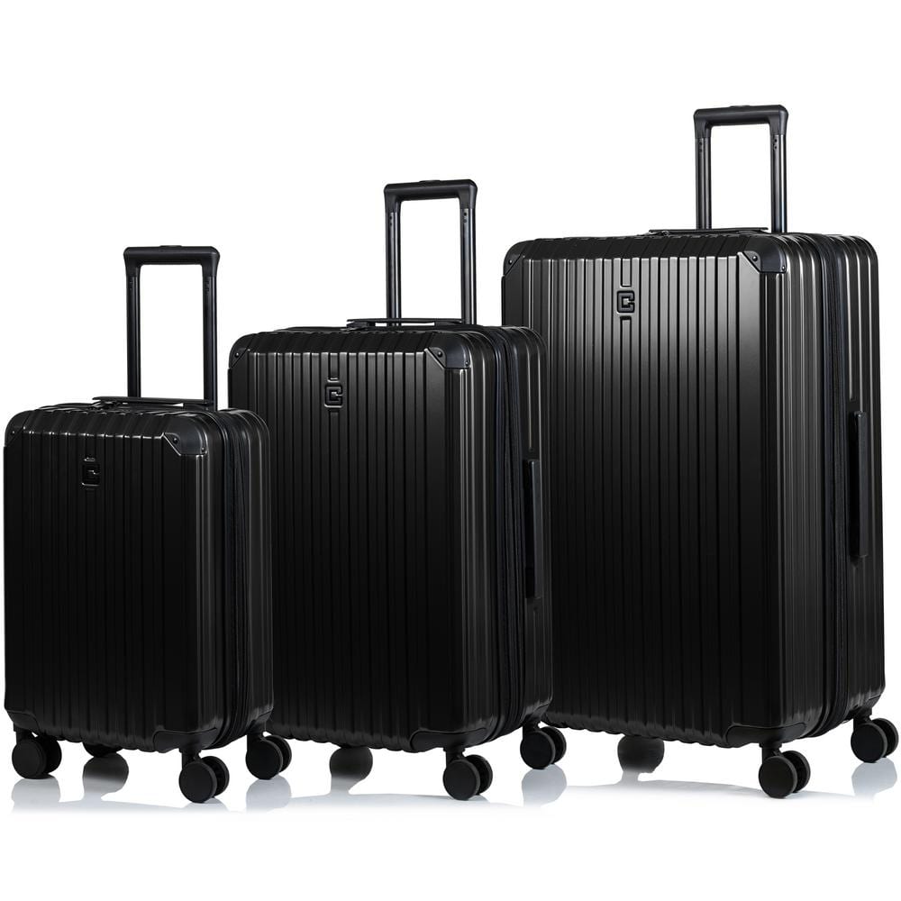 Champs 3 Piece Element Hardside Luggage Set - Black