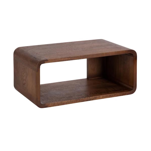 Deguara 18 in. Walnut Brown Rectangle Solid Wood End Table