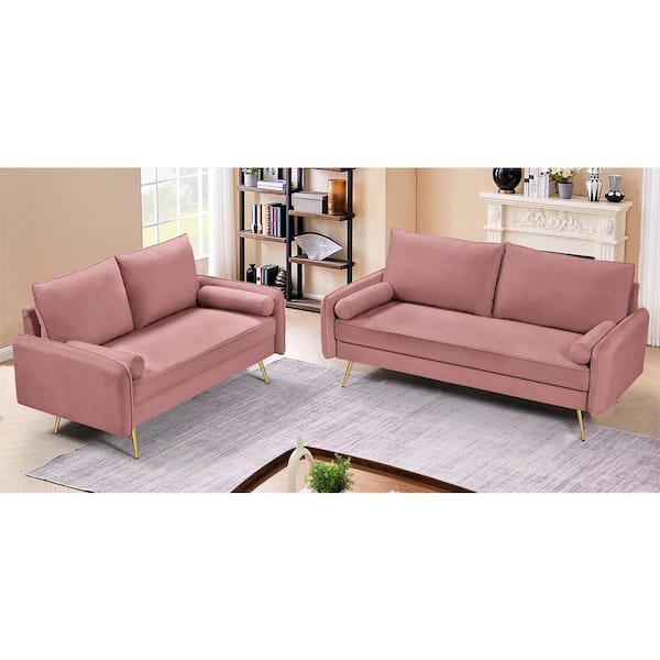 Villeda 2-piece Rose Velvet Living Room Set