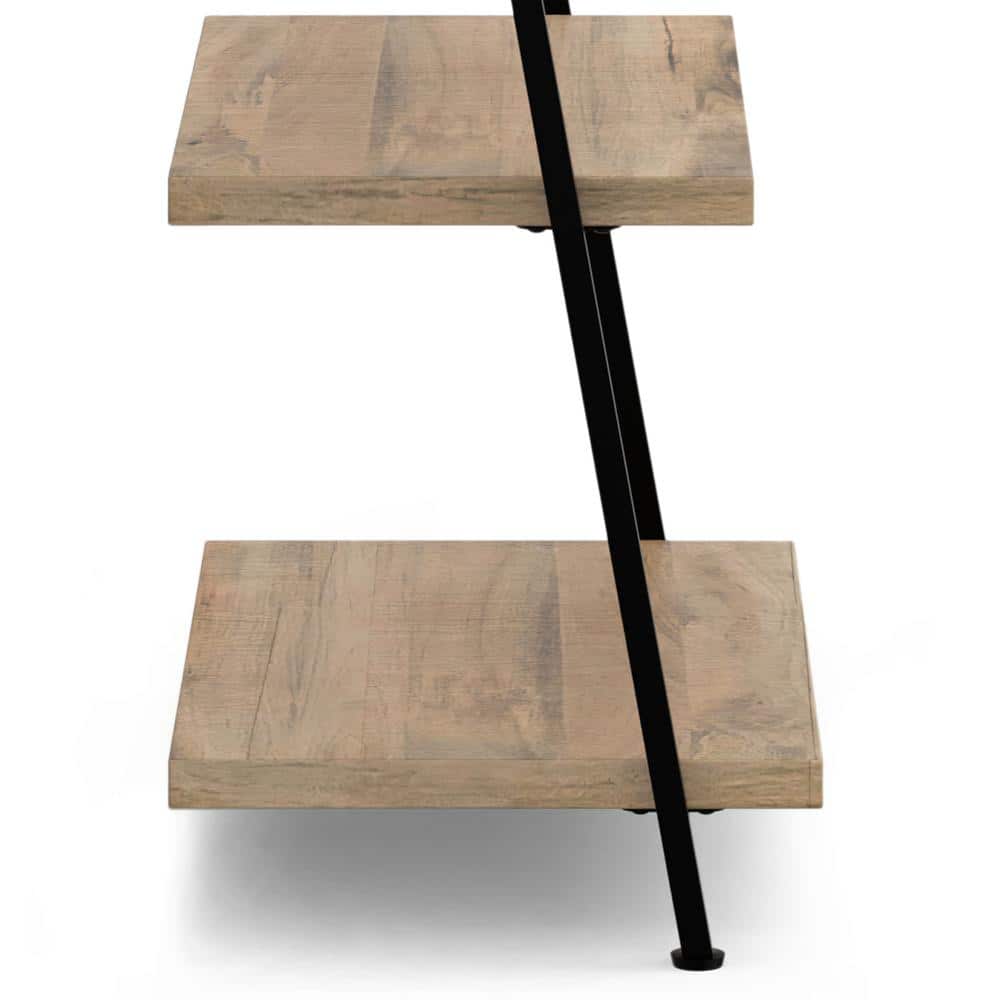 Trent Natural Mango Wood and Black Metal Ladder Shelf
