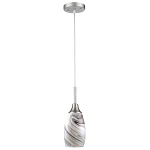 Peak Collection 1-Light Grey Glass and Nickel Pendant