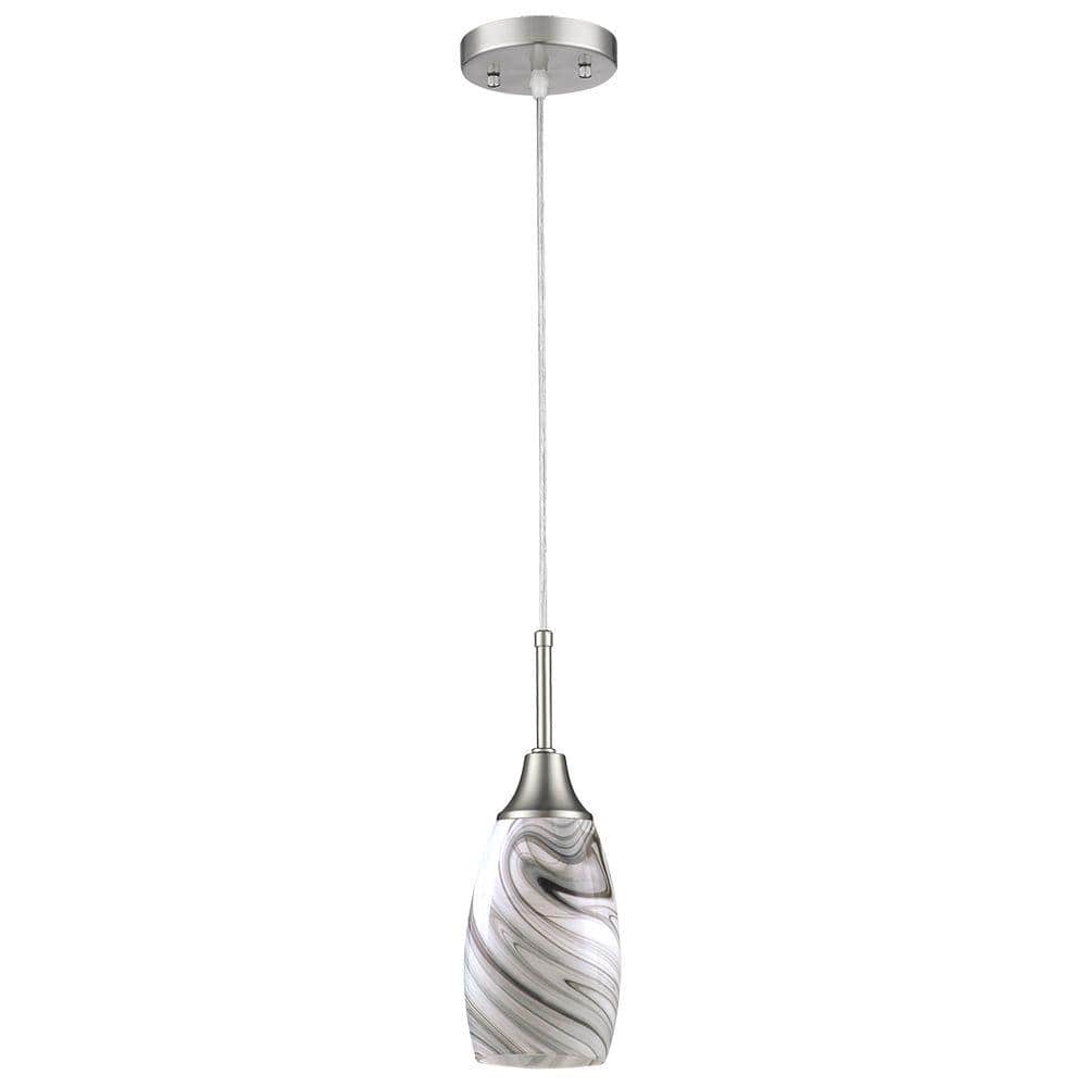 Peak 1-Light Grey Glass and Nickel Pendant