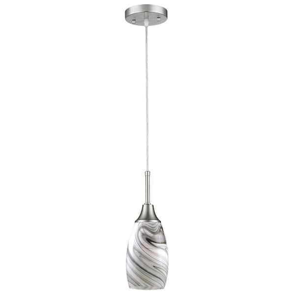 Unbranded Peak 1-Light Grey Glass and Nickel Pendant