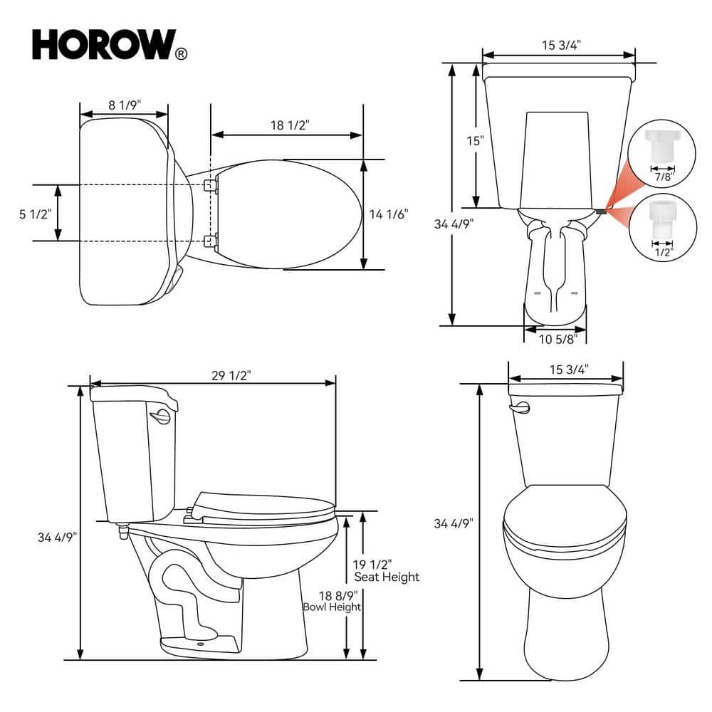 19-Inch White Elongated High Efficiency Two-Piece Toilet
