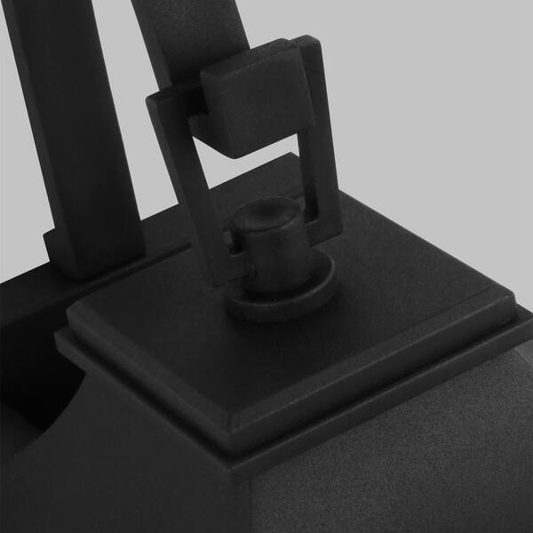 Generation Lighting - Warren Mini 6.5 in. W 1-Light Textured Black Outdoor Wall Mount Lantern with Clear Glass Panels