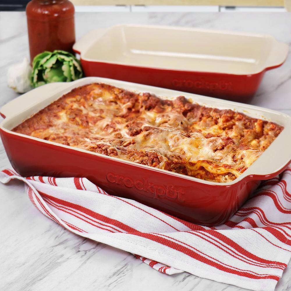 Gradient Red Ceramic Bakeware Set with Integrated Handles