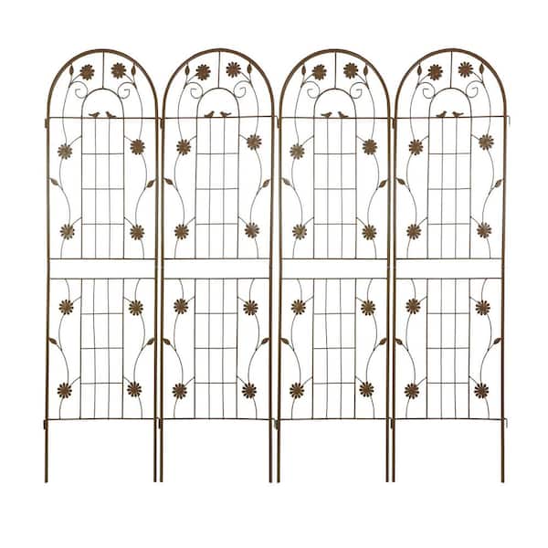 maocao hoom 71 in. x 19.7 in. Metal Garden Trellis, Rustproof Trellis for Climbing Plants Outdoor Flower Support Brown, (2 Pack)