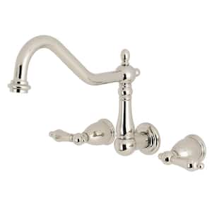 Heritage 2-Handle Wall-Mount Roman Tub Faucet in Polished Nickel (Valve Included)