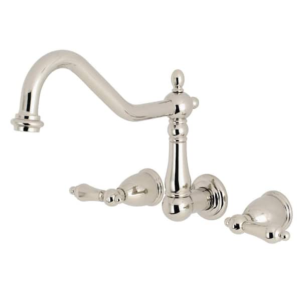 Kingston Brass Heritage 2-Handle Wall-Mount Roman Tub Faucet in Polished Nickel (Valve Included)