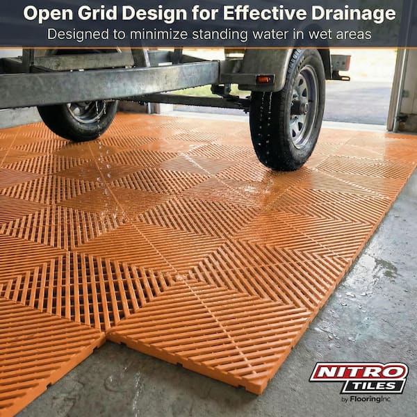 FLOORINGINC Nitro Vented 3/8 in. Garage Tiles, Harley Orange, 12