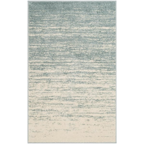 Adirondack 4 ft. x 6 ft. Slate/Cream Solid Color Striped Area Rug