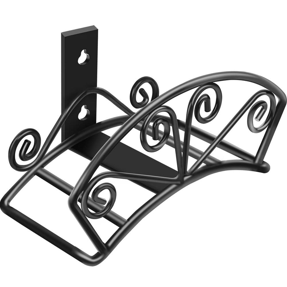SenQWFa Heavy Duty Solid Metal Wall Mount Hose Holder Decorative Garden Hose Storage Reel Organizer Black 427OFPH012