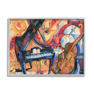 Big City Music Piano Cubism Design By Paul Brent Framed Abstract Art Print 30 in. x 24 in.