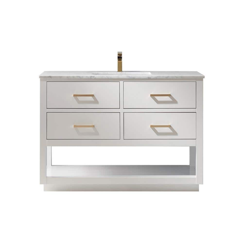 Altair Remi 48 in. Bath Vanity in White with Carrara Marble Vanity Top in White with White Basin -  532048-WH-CA-NM