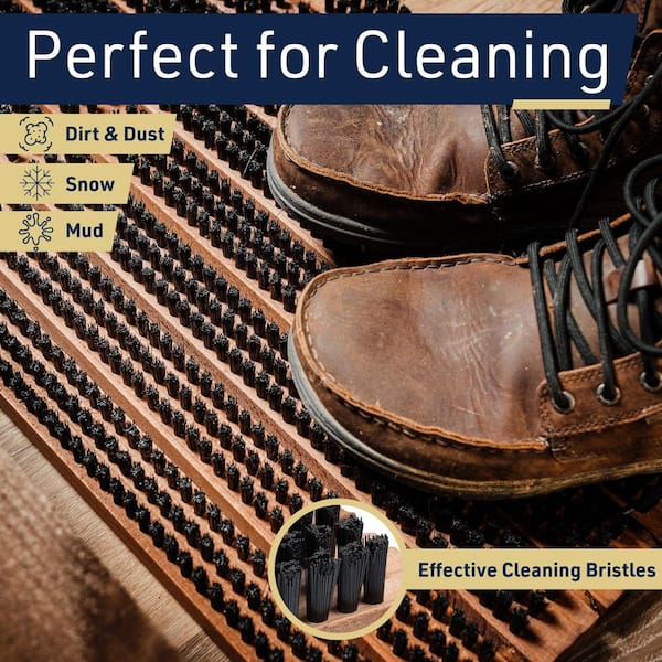 31.5 in. x 14 in. Brown and Black Indoor/Outdoor Boot Brush Door Mat